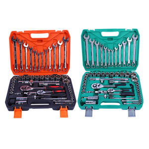 Juego de herramientas manuales de 61 piezas para mecánicos domésticos, juego de llaves de trinquete y vasos, kit de reparación para coches, motocicletas y bicicletas. - Product Image 1