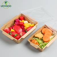 Boîte à lunch écologique en papier kraft Boîte ronde en papier kraft Boîte à lunch rectangulaire en papier kraft avec couvercle pour salade, restauration rapide