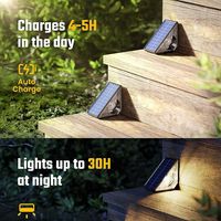 Lampes LED solaires à piles AAA pour marches et escaliers, éclairage constant chaud multicolore et multimodes, indice de protection IP65