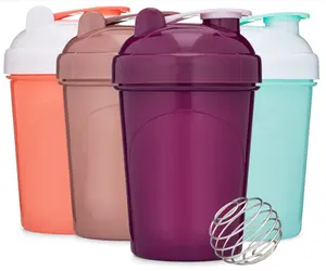20-Unzen-Shaker-Flasche Protein Shaker Cup 4er-Pack mit Wire Whisk Balls Set BPA-frei und spülmaschinen fest
