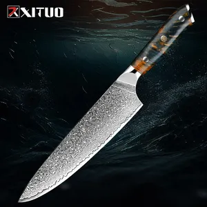 Xituo facas de chef de cozinha de 8 ", facas de chef de cozinha com 67 camadas de aço de alto carbono, ferramenta profissional santoku para corte de carne