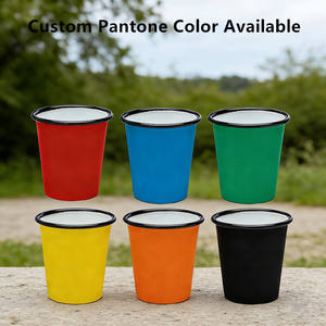 Mug isotherme en émail empilable en forme de V de 10 oz, motif marbré bleu personnalisé, effet tourbillon <span class=keywords><strong>granité</strong></span>, sans anse, pour bière, café, lait - Product Image 5