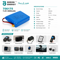 Pack de batteries lithium-ion 7,4 V 4000 mAh OEM ODM avec BMS pour instrument portable, caméra de sécurité POS, certifié UN38.3 CE