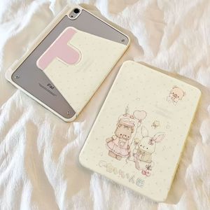 กระต่ายน่ารัก 360 °   เคสไอแพดอะคริลิคแบบหมุนได้, ฝาครอบป้องกันรอยขีดข่วนสำหรับไอแพดแอร์ 4/5/6/7, ไอแพดโปร 11 A16, ไอแพดรุ่นที่ 10 - Product Image 1