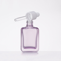Nouveau Flacon Compte-gouttes en Verre à Fond Épais de 30 ml, Carré Plat, Violet Transparent, pour Sérum et Huile Essentielle, Emballage Cosmétique de Luxe Personnalisé