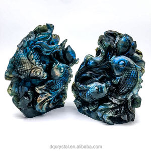 Venta al por mayor de cristal natural de alta calidad tallado labradorita Piscis animal cristal labradorita pez tallado para la venta - Product Image 1