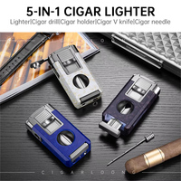 CIGARLOONG Nouveau design Briquet torche rechargeable au butane Briquet à jet de gaz étanche en métal Fumeur portable Briquet à cigare et à cigarette