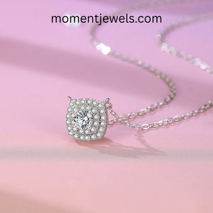 Pendentif géométrique en argent sterling 925 avec moissanite, zircon rond délicat, bijoux minimalistes simples, cadeau pour femme, à porter au quotidien - Product Image 1