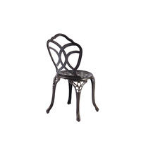 Chaise de table de terrasse en fonte d'aluminium noire de luxe durable 3 pièces meubles de jardin empilables ensemble de bistro d'extérieur