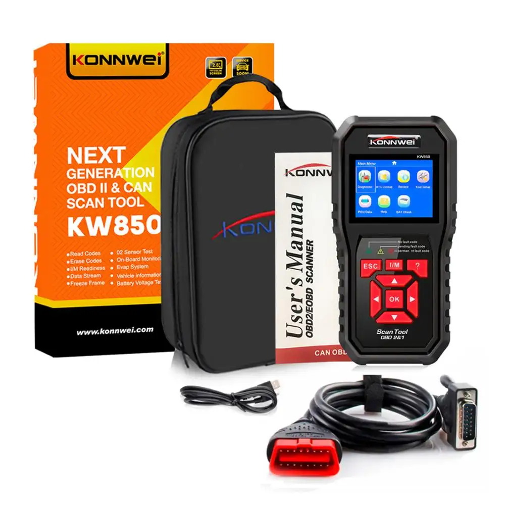 Auto Scanner KONNWEI KW850 Full obd2 obdii diagnostic tools car Support Multi-language one click update KW 850 Better Than AL519