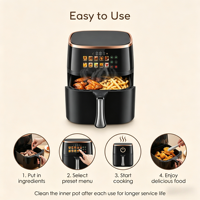 Friteuse à air numérique carrée moderne de 10 litres, 1400 watts, 6 modes de cuisson prédéfinis, multifonction, économie d'énergie