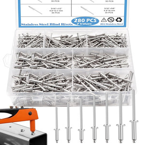 Aluminum Blind Rivets 280Pcs 3/16 In Diameter Open Type Flat Round Head Rivet Set For Metal Joining - Product Image 1
