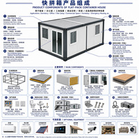 Contenedor Plegable de 20 pies/40 pies, Casa Contenedor Desmontable, Garaje Portátil, Almacén, Villa Modular Prefabricada Económica, Taller