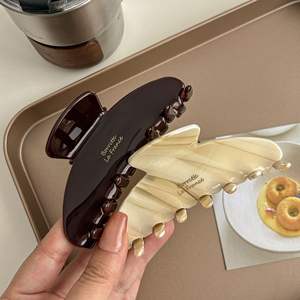 Fermagli per Capelli Francesi Retrò di Lusso, Marrone Cioccolato a Righe Colorate, Accessori per Capelli da Donna, Grandi <span class=keywords><strong>Clip</strong></span> in Acetato da 10cm - Product Image 4