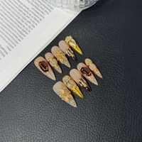 Faux ongles de luxe faits à la main en amande, qualité salon, style de luxe, vente en gros, marque privée