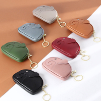 Porte-monnaie pour femme en cuir véritable, design mini éléphant mignon Kawaii, avec porte-clés, pour filles