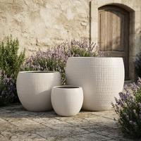 Pot de fleurs rond blanc de style varié, pot de fleurs écologique, décoration de jardin, pots de fleurs en céramique, pots de fleurs d'extérieur, grand format