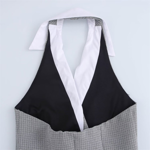 SHENZHU Women's <strong>Clothing</strong> 2024 Early Autumn New Sleeveless Sexy Backless Stitching Halter Neck Mini Dress Vestidos Mujer 9068589 - Product Image 6