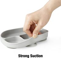 Assiette pour tout-petit en silicone de qualité alimentaire avec compartiments et ventouse, assiette d'apprentissage pour bébé, assiette d'alimentation en silicone pour bébé