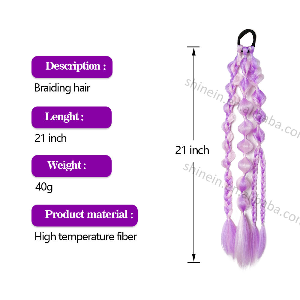 Wholesale 21inch Handmade Ombre Kids Synthetic Twist Bubble Braid Hairpieces Ponytail Box Jumbo Kids Hair Braids Extensions