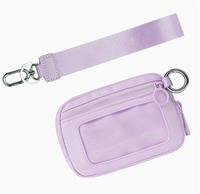 Dompet Gantungan Kunci Wanita Anti RFID Bahan Nilon Panjang, Dompet Mini Kustom, Aksesoris Tali Pergelangan Tangan