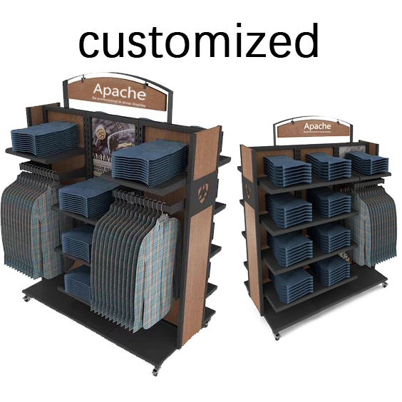 Apache Customizable Wood Jeans Display Rack for Supermarket and Mall — view 4