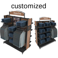 Étagère à jeans en bois personnalisable Apache pour supermarchés et centres commerciaux