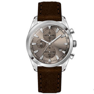 Bonne vente montre homme antique chronographe Japon ou mouvement <span class=keywords><strong>suisse</strong></span> avec bracelet en cuir de veau marron U3035 - Product Image 2