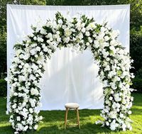 Arche de fleurs en soie verte, grande composition florale, toile de fond en forme de U, arche de fleurs artificielles pour mariage en plein air