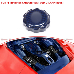 Blue Color OEM Style Dry Carbon Fiber Engine Oil Filler Cap Cover Engine Parts for Ferrari 488 - Product Image 1