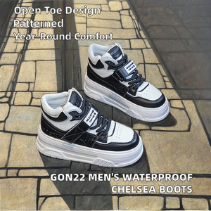 GON22 Otoño Invierno senderismo <span class=keywords><strong>Chelsea</strong></span> botas estilo coreano cuero genuino cierre <span class=keywords><strong>de</strong></span> cremallera impermeable con suela Oxford tela superior - Product Image 3