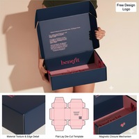 Boîte en carton ondulé personnalisée avec logo pour e-commerce, emballage de luxe pour vêtements, boîte d'expédition avec bande détachable, boîte en carton avec fermeture éclair
