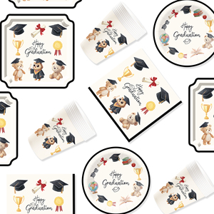 Platos, Vasos y Servilletas con Temática de Graduación DAMAI, Platos de Papel Desechables para Graduación, Artículos de Fiesta, Decoraciones, para 8 Personas - Product Image 2