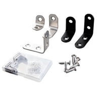 Support d'angle multifonctionnel en acier inoxydable en forme de L à trois côtés, modèle LM-03, pour fixation d'étagère d'armoire, noir, en boîte