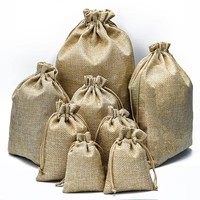 Sac en jute à cordon personnalisé avec logo imprimé, couleur naturelle, différentes tailles, pour cadeaux de mariage, emballage de cadeaux, rangement de bijoux