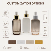 Flacon compte-gouttes plat en verre de luxe 30ml 50ml avec bouchon doré, personnalisable avec logo estampé à chaud, pour diffuseur de parfum et cosmétiques essentiels