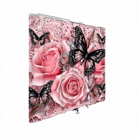 Magnifiques rideaux de douche en polyester imperméables, modernes et écologiques, avec impression numérique de fleurs fraîches colorées et de papillons classiques