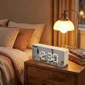 Desk &amp; <strong>Table</strong> <strong>Clocks</strong> Hot Sale Gift Mirror Modern Multi-function Bedroom Office Led Digital Snooze Alarm <strong>Clock</strong> - Product Image 1