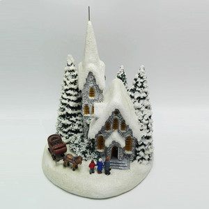 Nordic <strong>Christmas</strong> Decoration LED House Ornaments Resin <strong>Vintage</strong> Farmhouse Sculpture <strong>Christmas</strong> Home Decor - Product Image 3