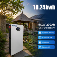 Batterie murale LiFePO4 SAMAS personnalisée IP54 10,24 kWh 51,2 V 200 Ah pour stockage d'énergie domestique intérieur/extérieur, villa, alimentation solaire de secours