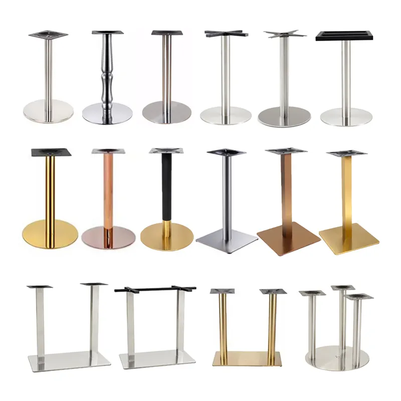Marco de patas de mesa de metal para consola Base de mesa de comedor de pedestal redondo de acero inoxidable con parte superior de vidrio