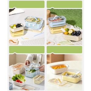 Contenedor de Almacenamiento de Alimentos para Refrigerador de Alta Calidad con Cesta de Drenaje, Hermético, Libre de BPA - Product Image 5
