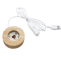 Support en bois avec logo gravé, forme 3D, abat-jour imprimé, lampe de chevet créative décorative, lumière d'ambiance LED, lampe de table, base de lampe d'appoint