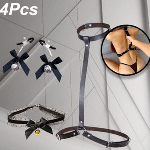 Giocattolo Sessuale per Donna BDSM con Manette in Pelle, Imbracatura SM, Lingerie, Morsetti per Capezzoli, <span class=keywords><strong>Collare</strong></span> del Piacere, <span class=keywords><strong>Bondage</strong></span> per Adulti per Coppie - Product Image 1