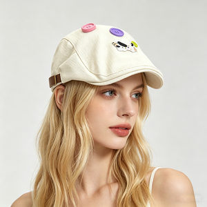 Béret en jean brodé mignon pour femme, léger et respirant, style casquette de <span class=keywords><strong>peintre</strong></span> |   Style sportif de plage pour affiner le visage - Product Image 6
