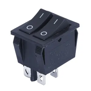 Mini interruptor de rocker quadrado, de alta durabilidade, tipo curto, liga-off-on 250v, preto pa66, 4 pinos, dupla fileira