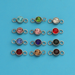 All'ingrosso 12 Birthstone doppio anello connettore diamante ciondolo in acciaio inox fai da te gioielli che fanno colorato risultati componenti - Product Image 3