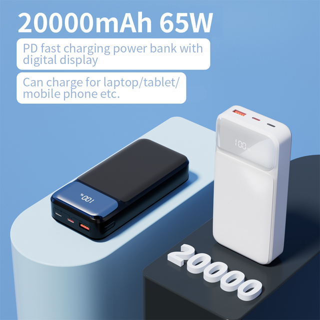 Wholesale High Capacity LED Display PD 65W Powerbank Outdoor Portable Charge Laptop 20000mAh Power Bank