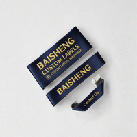 Étiquette en ruban tissé de luxe, auto-adhésive, avec estampage à chaud 3D en feuille d'or et sérigraphie, personnalisée, douce, lavable, à extrémités pliées, pour chemises et sacs