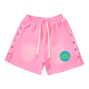 Shorts Hell Washed Star <span class=keywords><strong>nero</strong></span> Casual 100% cotone a metà vita con chiusura a coulisse con motivo in tinta unita lavorato a maglia per l'estate - Product Image 3